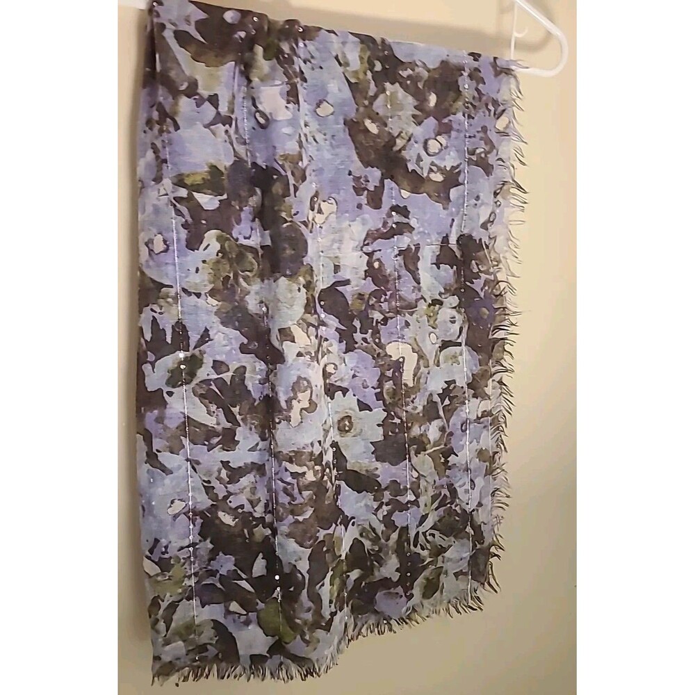 Simply Vera Vera Wang Floral PURPLE Scarf/Shawl Embellished W Tiny Sequins